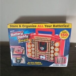 - Red NEW Ontel Battery Daddy Storage/Organizer Case HOLDS 150 BATTERIES